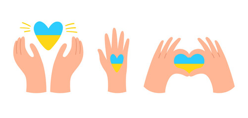 Heart for Ukraine. support and assistance by hands