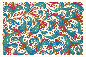 Fototapeta na wymiar Leaves background. Vector ornament pattern. Paisley elements. Great for fabric, invitation, wallpaper, decoration, packaging or any desired idea.
