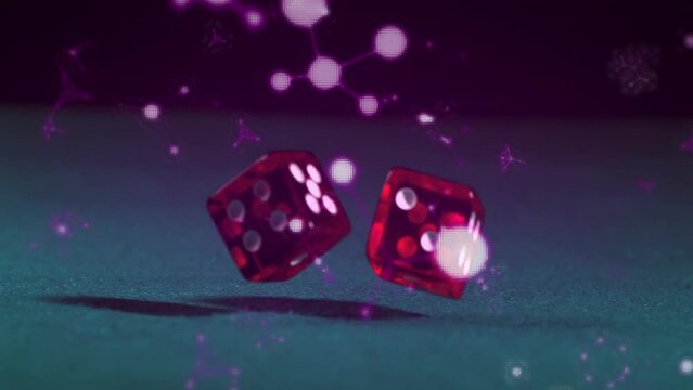 Animation of molecules over dice on game table