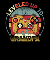 Leveled up to Grandpa Shirt Baby Announcement Gamer Grandparents T-shirt design