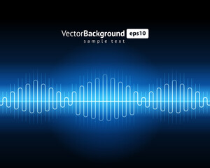 Abstract illuminated flash line maze sound wave dynamic motion digital tech dark blue background template vector illustration. Futuristic music stereo flow flare fluid geometric stripe light ornament