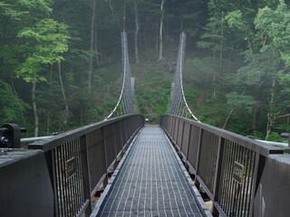 木の俣渓谷の巨岩吊橋, Kyogan-turibashi bridge in Kinomata Valley, Tochigi Prefecture, Japan