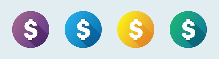 American dollar currency or dollar symbol flat icon for apps and websites.