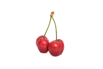 Cherry isolated. Cherry on white. Cherries. With clipping path.