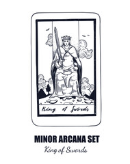 Tarot  vector hand drawn  Minor Arcana  set. King of Swords
