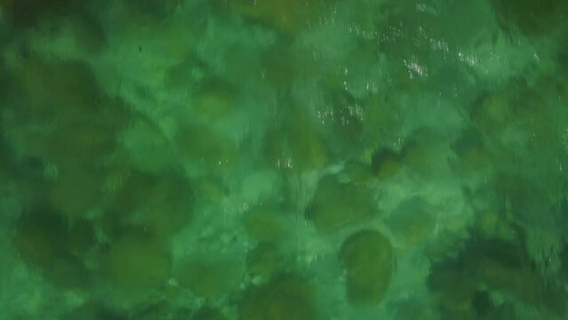 emmerald river soca in slovenian alps 4k aerial view - fresh water concept	