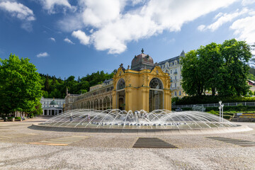Main colonnade and Singing fountain in Marianske Lazne (Marienbad) - great famous Bohemian spa town...
