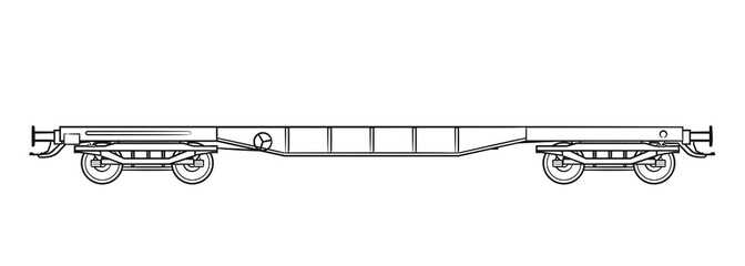 Railroad cargo flat wagon - outline vector stock illustration. © Mateusz