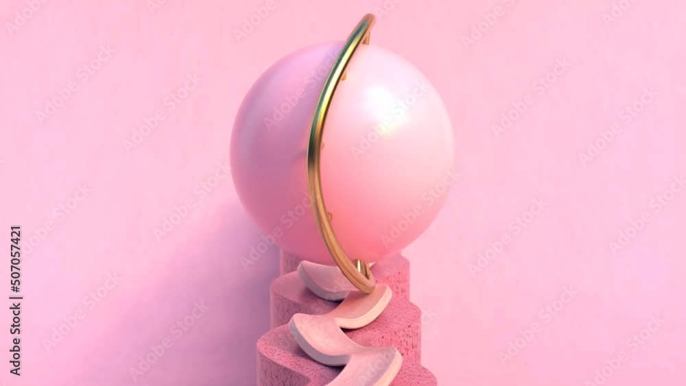 Poster 4k video animation. looped animated background of a sphere sliding on a wavy line.