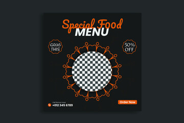 food social media post restaurant food menu web banner square flyer