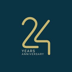 24 Year Anniversary Logo, 24 birthday,  Vector Template Design element for birthday, invitation, wedding, jubilee and greeting card illustration.