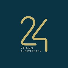 Obraz premium 24 Year Anniversary Logo, 24 birthday, Vector Template Design element for birthday, invitation, wedding, jubilee and greeting card illustration.