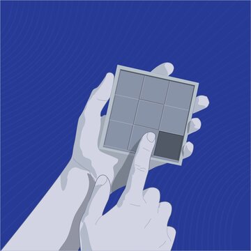 Hands Holding Slide Puzzle Game Vector 