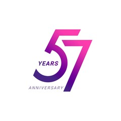 57 Year Anniversary Logo, Color, Vector Template Design element for birthday, invitation, wedding, jubilee and greeting card illustration.