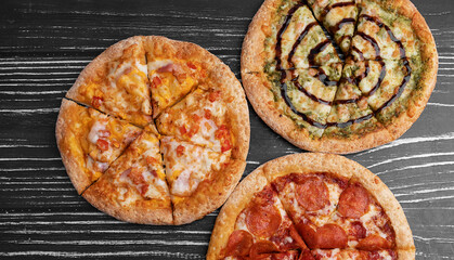 pizza on a wooden board