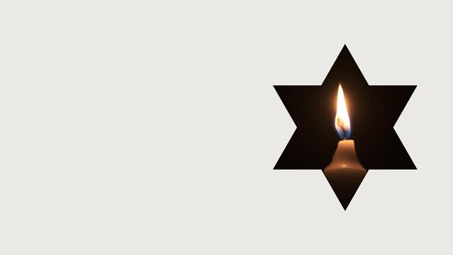 Jewish Memorial day burning candle. Honoring all who served the country. 4k video. concept. . Yom Kippur. Remembering the ones lost