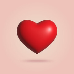 3d cartoon style red heart. Vector