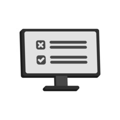 3d computer screen with checklist icon in minimal cartoon style