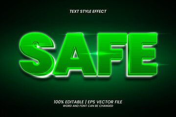 Editable Text Effect Green Safe 3D Bold