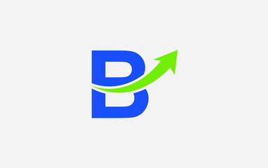 Growth arrow icon and financial logo design vector with the letters and alphabets B