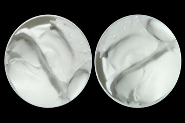 Gel and cream for face and body care in open canisters