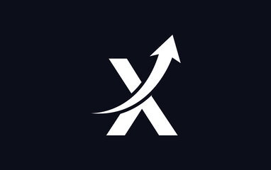 Growth arrow icon and financial logo design vector with the letters and alphabets X