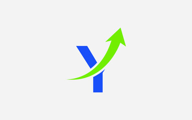 Growth arrow icon and financial logo design vector with the letters and alphabets Y