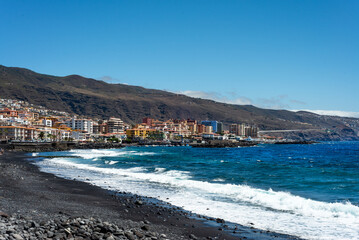 La Candelaria city with its beaches and city on a sunny day.Tenerife. Canary Islands.