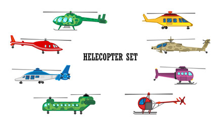 helicopter set vector