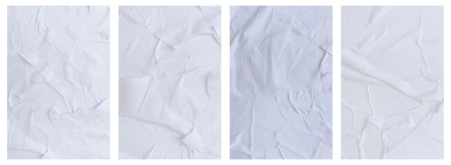 Set of wrinkled paper templates. wet blank paper for poster and text