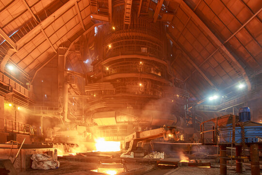 Blast furnace workshop at steel mill.