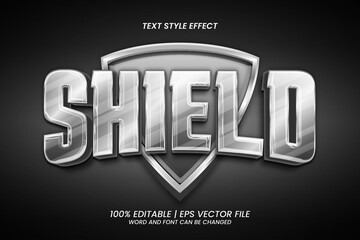 Editable text effect - Silver Chrome Shield 3D Game style
