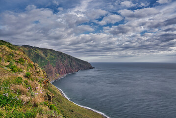 Fototapeta na wymiar View from Farol da Ponta do Pargo Ilha da Madeira. Lighthouse Ponta do Pargo - Madeira Portugal - travel background