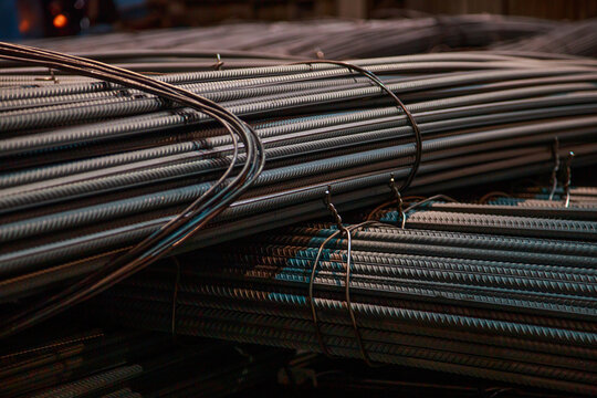 Stack of reinforced steel bar.