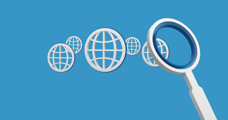 Image of globe icons over blue background