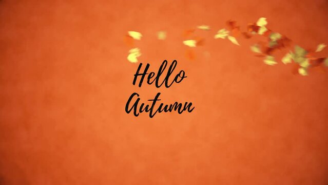 Hello Autumn text inscription, fall season holiday concept,