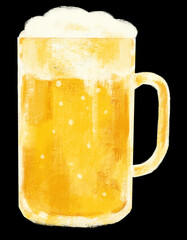 Cold god larger beer with foam alcohol booze drink hand digital painting illustration