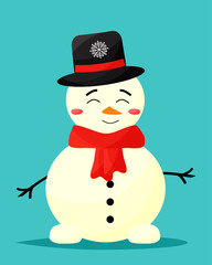 snowman with hat. vector illustration flat.