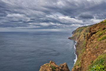 View from Farol da Ponta do Pargo Ilha da Madeira. Lighthouse Ponta do Pargo - Madeira Portugal - travel background