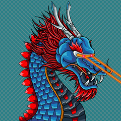 Detailed dragon mecha illustration - obrazy, fototapety, plakaty