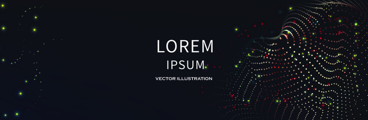 Abstract dark Geometrical Background Connection structure. Science background. onnecting dots and lines. Big data visualization and Business .Vector illustration. music wave