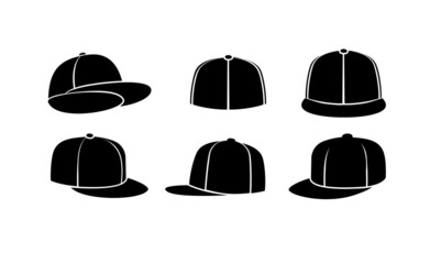 set collection cap silhouette vector illustration isolated white background