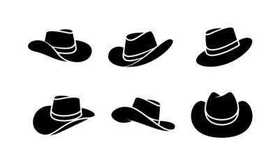 set silhouette Cowboy hat logo icon design