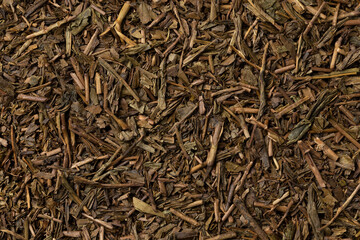 Bancha Houji Cha, Japanese tea close up full frame as background