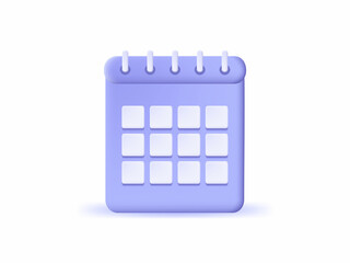 3d blue calendar icon. Planning concept. vector illustration.