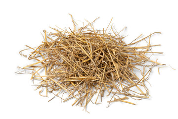Heap of dried straw isolated on white background