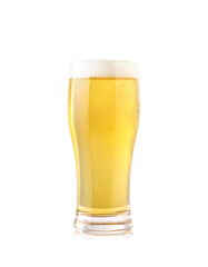 Beer with bubbles in glass isolated on