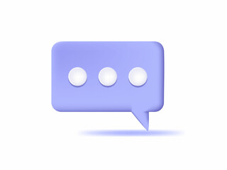 3d icon blue speech bubble. vector illustrations