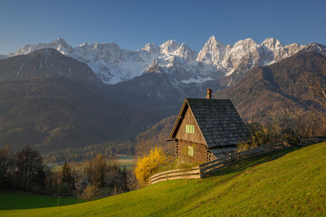 Cottage below the Julian Alps in idyllic environment