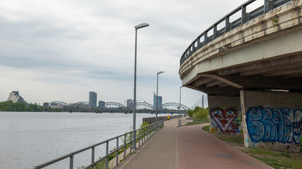 Bridges, architecture and view of Riga, Latvia